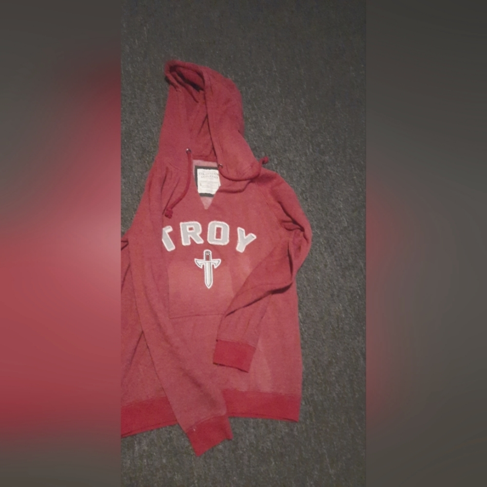 Dark red trpy Trojans hoddie